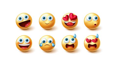 Emoji Zeichen Vektorsatz Emojis Charakter süße Gesichter Sammlung in