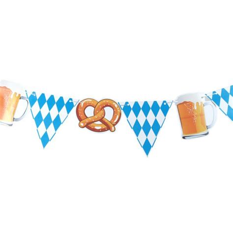 Wimpelkette Oktoberfest Brezel Bier Wei Blau