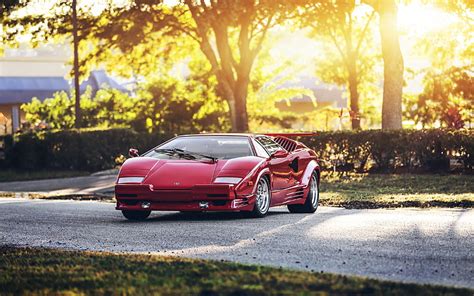 Coype Rojo Rojo Superdeportivo Lamborghini Countach Fondos De