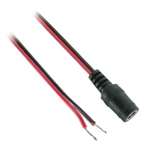 DC Power Female Pigtail With 22 AWG Bare Wire Lead 1ft