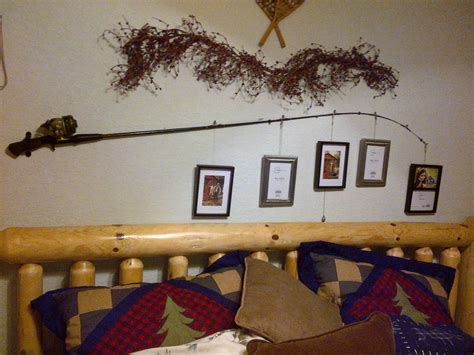 Diy Used Actual Vintage Fishing Pole Attached To The Wall Used Fish