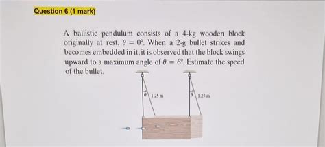 Solved A Ballistic Pendulum Consists Of A Kg Wooden Block Chegg