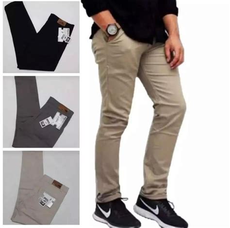 Celana Chinos Ngaret Bahan Katun Strech Celana Chino Panjang Pria