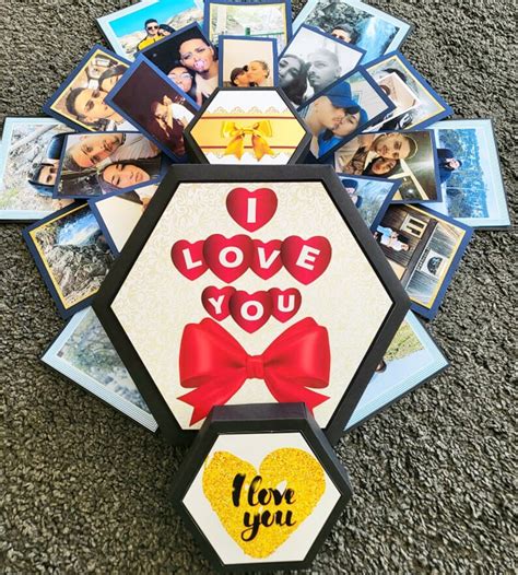 Hexagon Explosion Box With Photos Ready Product With 24 Etsy