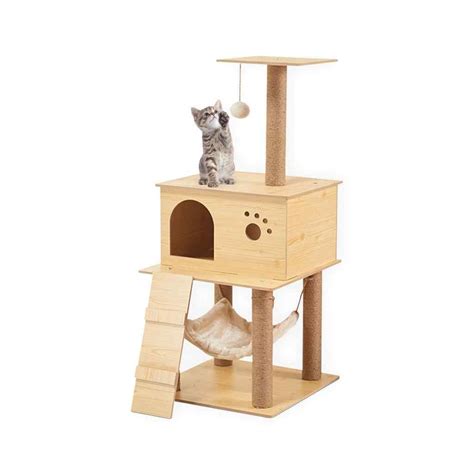 Floofi 130cm Wooden Cat Condo Tower - The Cat Tree Co.