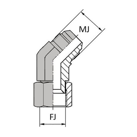 JCMF4 Coude 45 mâle JIC x femelle tournant JIC Adaptateur