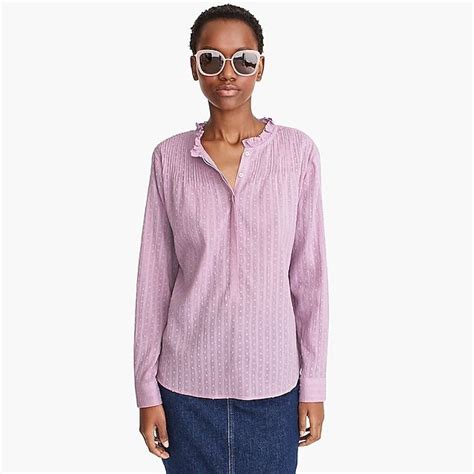 Point Sur Ruffle Classic Popover Shirt In Clip Dot Womens Shirts