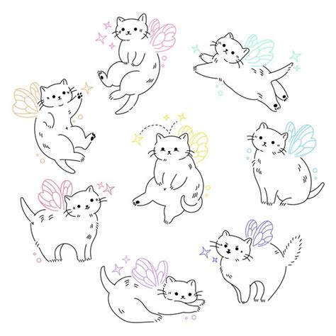 Premium Vector | Collection of handdrawn cute cats