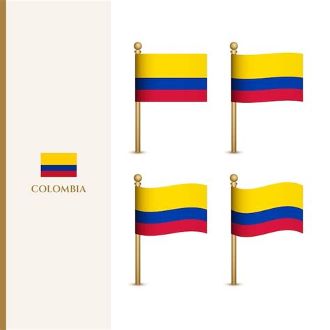 Ondeando Banderas De Colombia 3d Vector Ilustración Bandera De Colombia