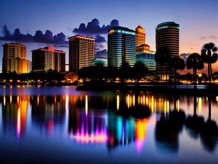 A City Skyline Is Lit Up At Night Image Design ID 0000111334