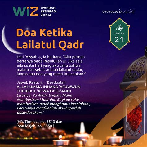 Ramadhan Hari Ke 21 Doa Ketika Lailatul Qadr Wahdah Inspirasi Zakat