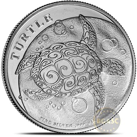 2022 1 Oz New Zealand Silver 2 Niue Hawksbill Turtle Coin BU L BGASC