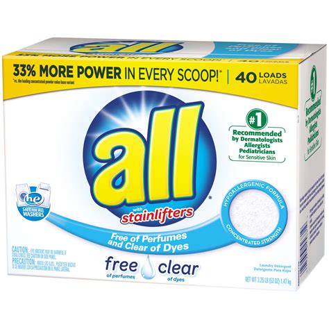 All Powder Laundry Detergent Free Clear For Sensitive Skin 52 Ounces