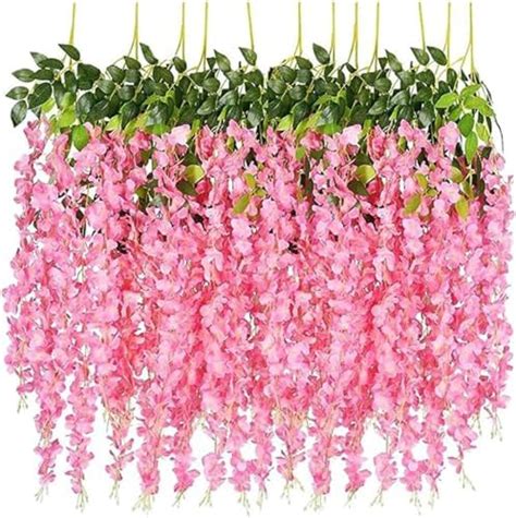 Veryhome 12pcs Lot 3 6feet Piece Artificial Flowers Fake Wisteria Vine