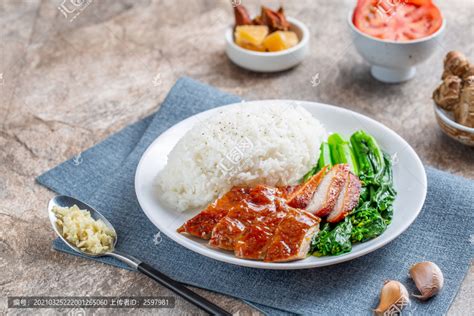 叉烧拼烧鸭饭中国菜系食品餐饮摄影素材汇图网