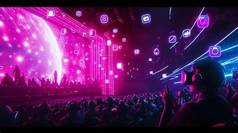 Futuristic KPOP Concert Cyberpunk Vibes In Space Premium AI Generated