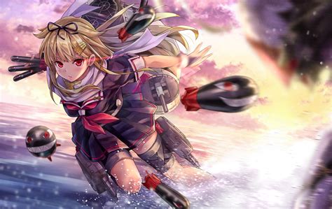 Yuudachi In Action Stunning HD Wallpaper From Kantai Collection By