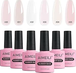Aimeili In Rubber Base Gel Set For Nails Sheer Pink Nude Color Gel Nail Polish Uv Led Soak