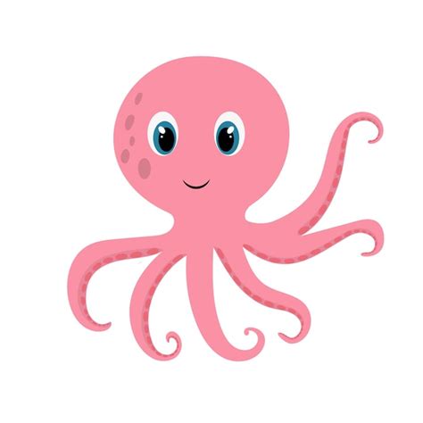 Lindo Pulpo En Estilo De Dibujos Animados Vector Ilustraci N Infantil