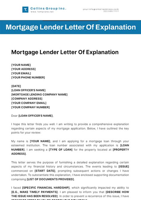 Free Mortgage Lender Letter Of Explanation Template Edit Online