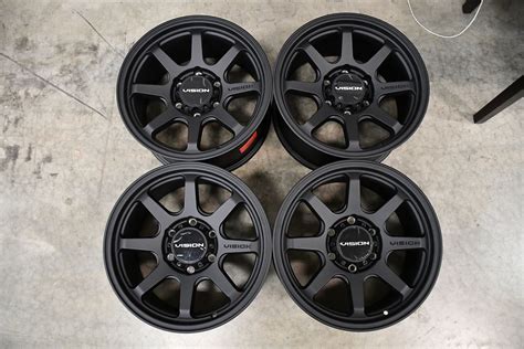 Set 4 16 Vision Off Road 351 Flow Satin Black Wheels 16x8 8x65 Truck