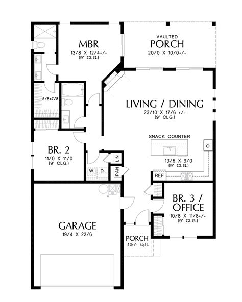 Contemporary Style House Plan 3 Beds 2 Baths 1427 Sqft Plan 48 1056