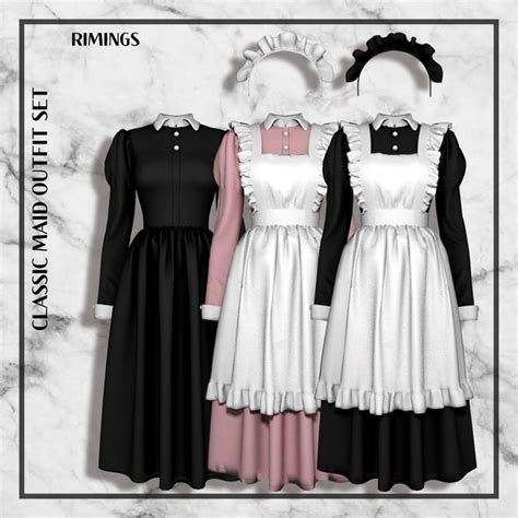 Rimings Classic Maid Outfit Set Rimings Outfit Set Sims 4