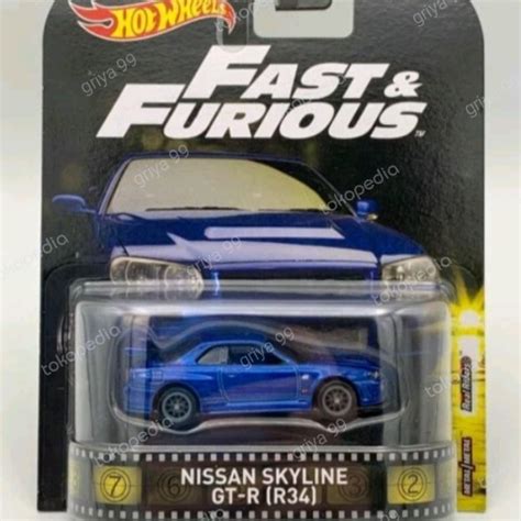 Jual Hot Wheels Fast And Furious Nissan Skyline GT R34 AGTR Biru Retro Shopee Indonesia