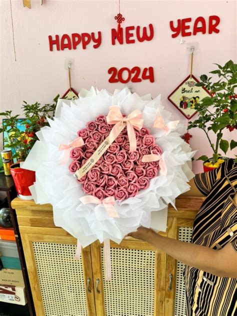 BÓ HOA BÔNG SÁP MÀU HỒNG NUDE