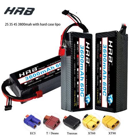 HRB Lipo Battery 2S 3S 4S 3600mAh 60C 7 4V 11 1V 14 8V Lipo XT60 Hard