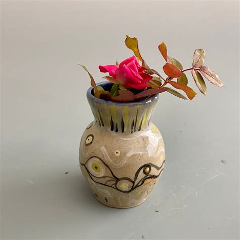 Ceramic Handmade Flower Vase Pottery Vase Hand Decorated Etsy