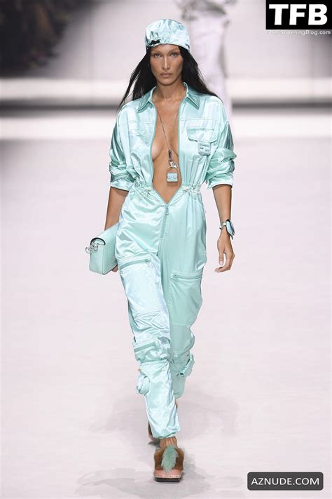 Bella Hadid Sexy Seen Braless Showcasing Her Hot Tits On The Runway At