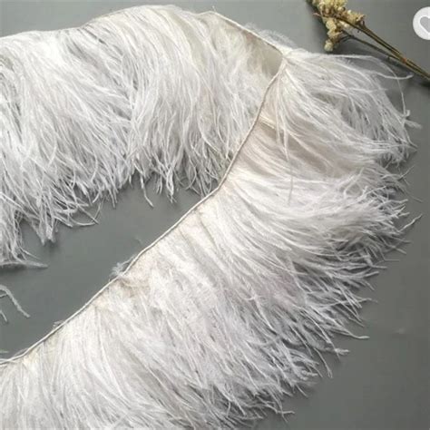 Tela De Plumas De Avestruz Blancas Borla De Encaje Vestido De Fiesta