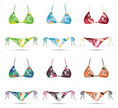 Collection Of Summer Bikini In Different Colors Stock Vector Tikir
