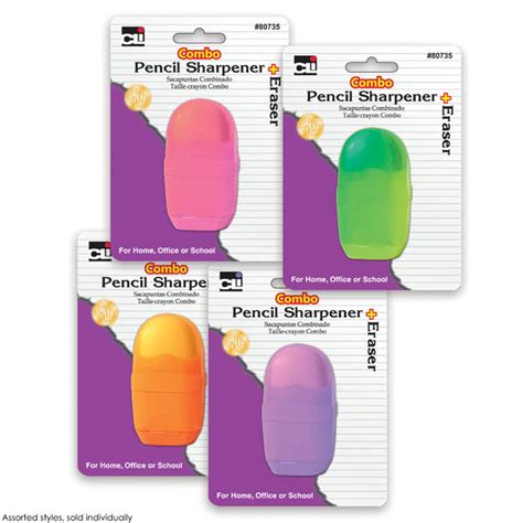 Combo Pencil Sharpener Eraser Assorted Color Charles Leonard