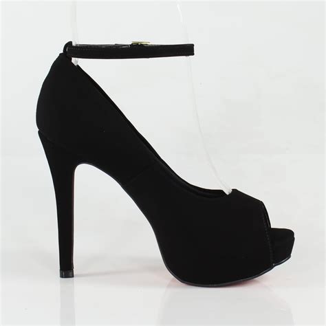 Peep Toe Meia Pata Salto Alto Nobuck Preto Sapato Feminino Week Shoes