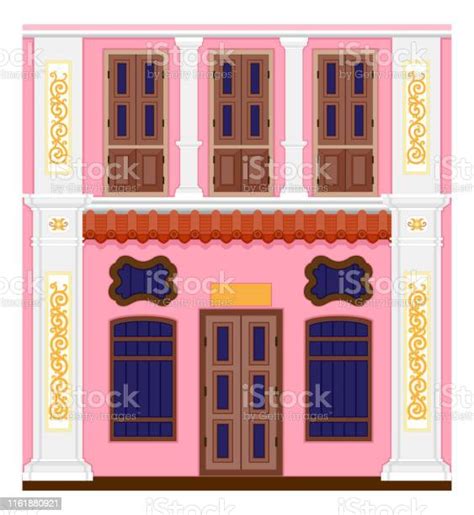 A Classic House Old Town Chinese Home Styles Vector Illustration Sinoportuguese Style Stock