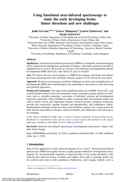 PDF Using Functional Near Infrared Spectroscopy To Study The Early