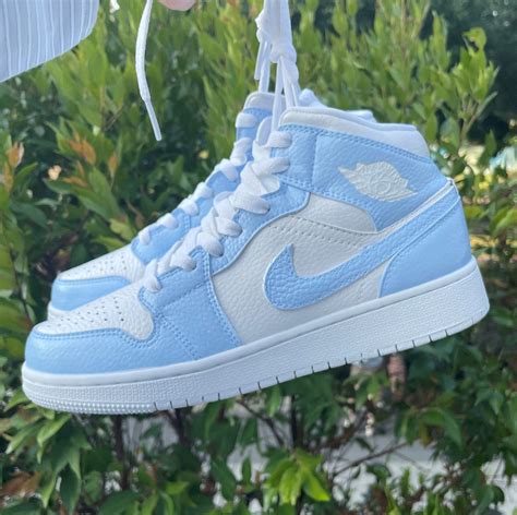 Air Jordan1custom Light Blue Womens Us 55mens Us 4 Cute Nike Shoes All Nike Shoes Nike