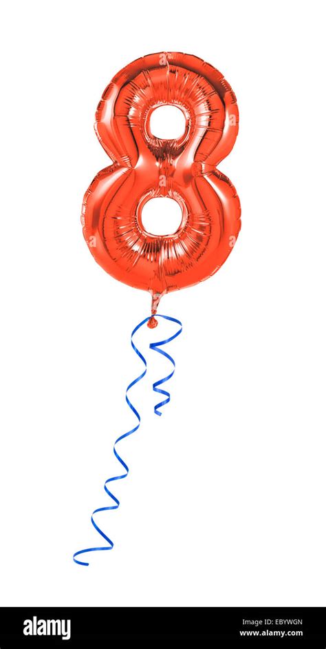 Red balloon with ribbon - Number 8 Stock Photo - Alamy