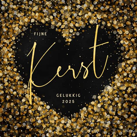 Kerstkaart Hart Met Confetti Goudlook Kaartje Go