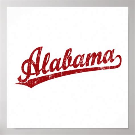 Alabama script logo in red poster | Zazzle