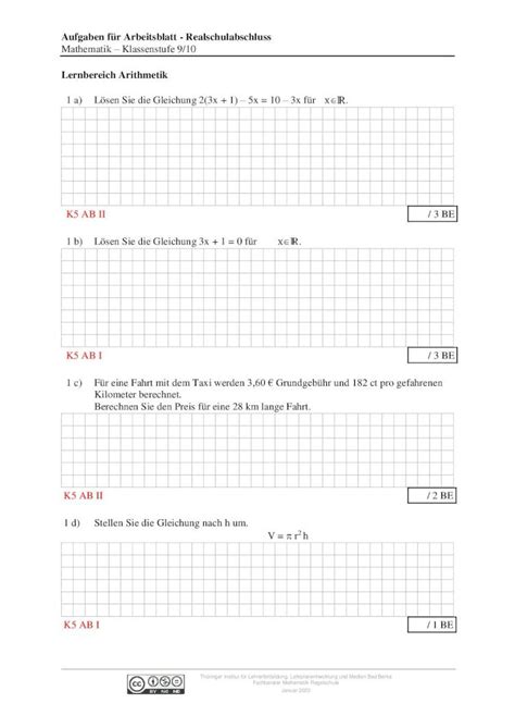 Pdf Aufgaben F R Arbeitsblatt Realschulabschluss Mathematik