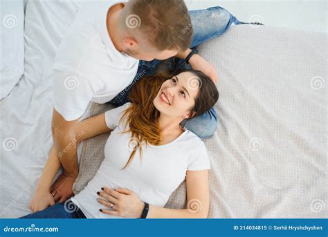 Pretty Couple Hugging in the Bed Stock Image - Image of love, muscular: 214034815