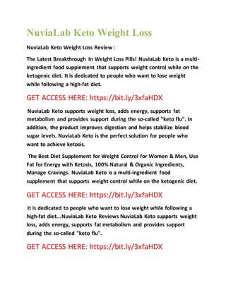 Nuvia Lab Keto Weight Loss Pdf