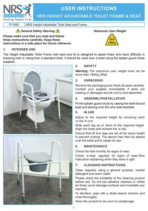 Nrs Healthcare Height Adjustable Toilet Seat And Frame User