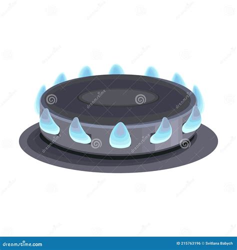 Stove Burner Vector Cartoon Icon Vector Illustration Burning Gas On