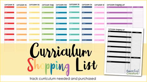 Homeschool Curriculum Shopping List