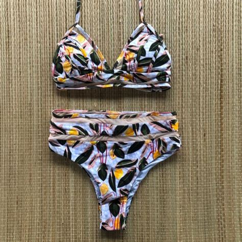 Biqu Ni Hot Pants Transpar Ncias Estampa Frutas Plus Size Branco Dondoca Moda Feminina