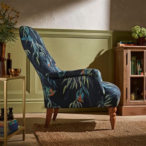 Bibury Button Back Chair Kingfisher Print Dunelm